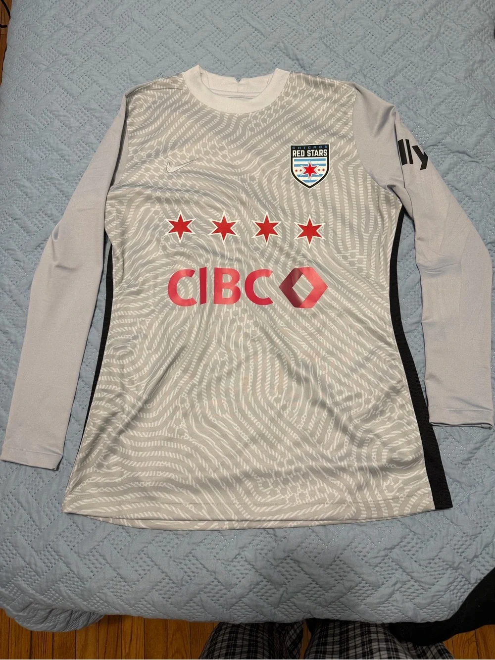 Nike Chicago Red Stars Light Gray Long Sleeve Jersey with Red Accents